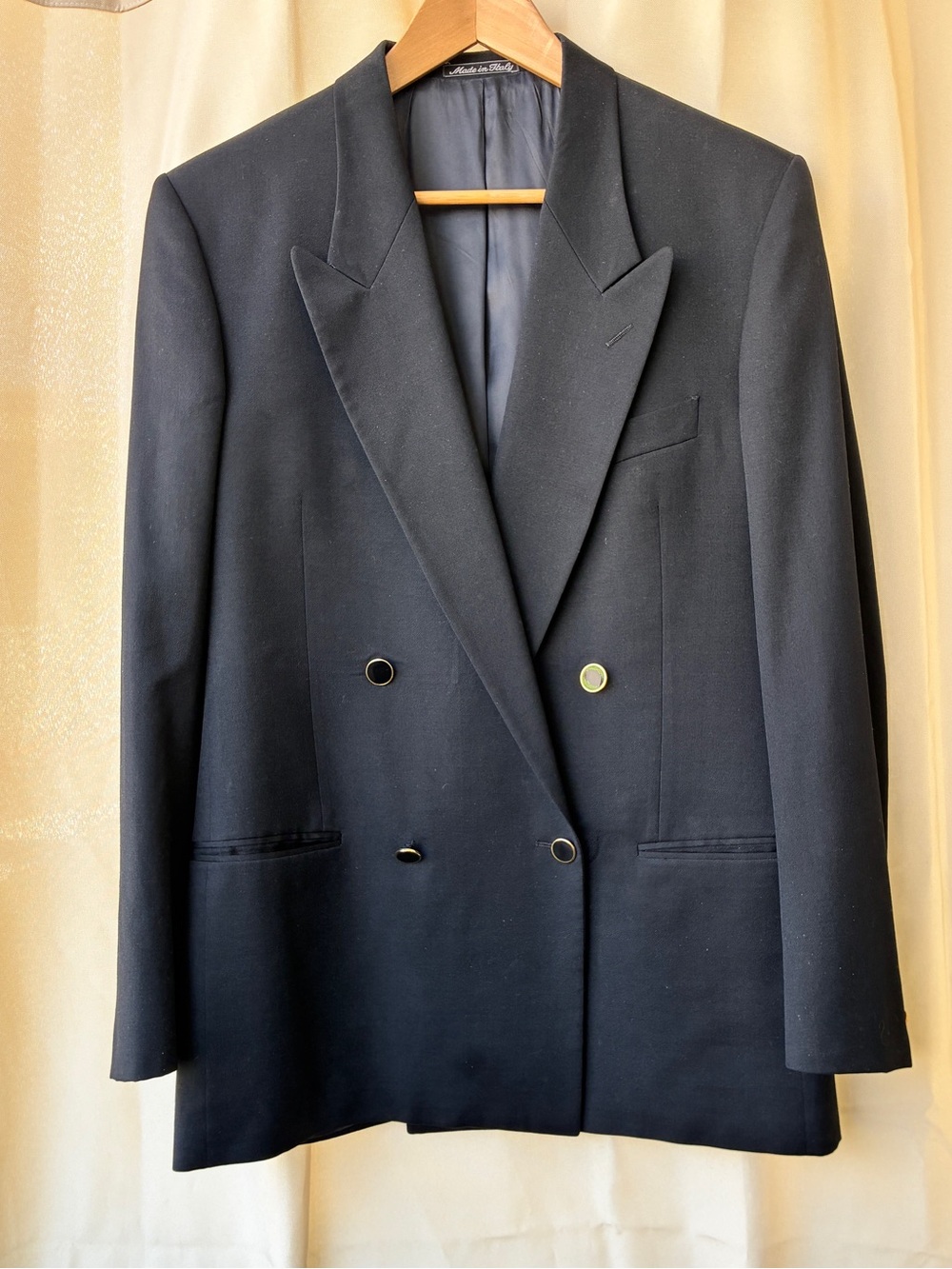 Mani Giorgio Armani 100% Pure Wool Double-Breasted Blazer Jacket Size 40R